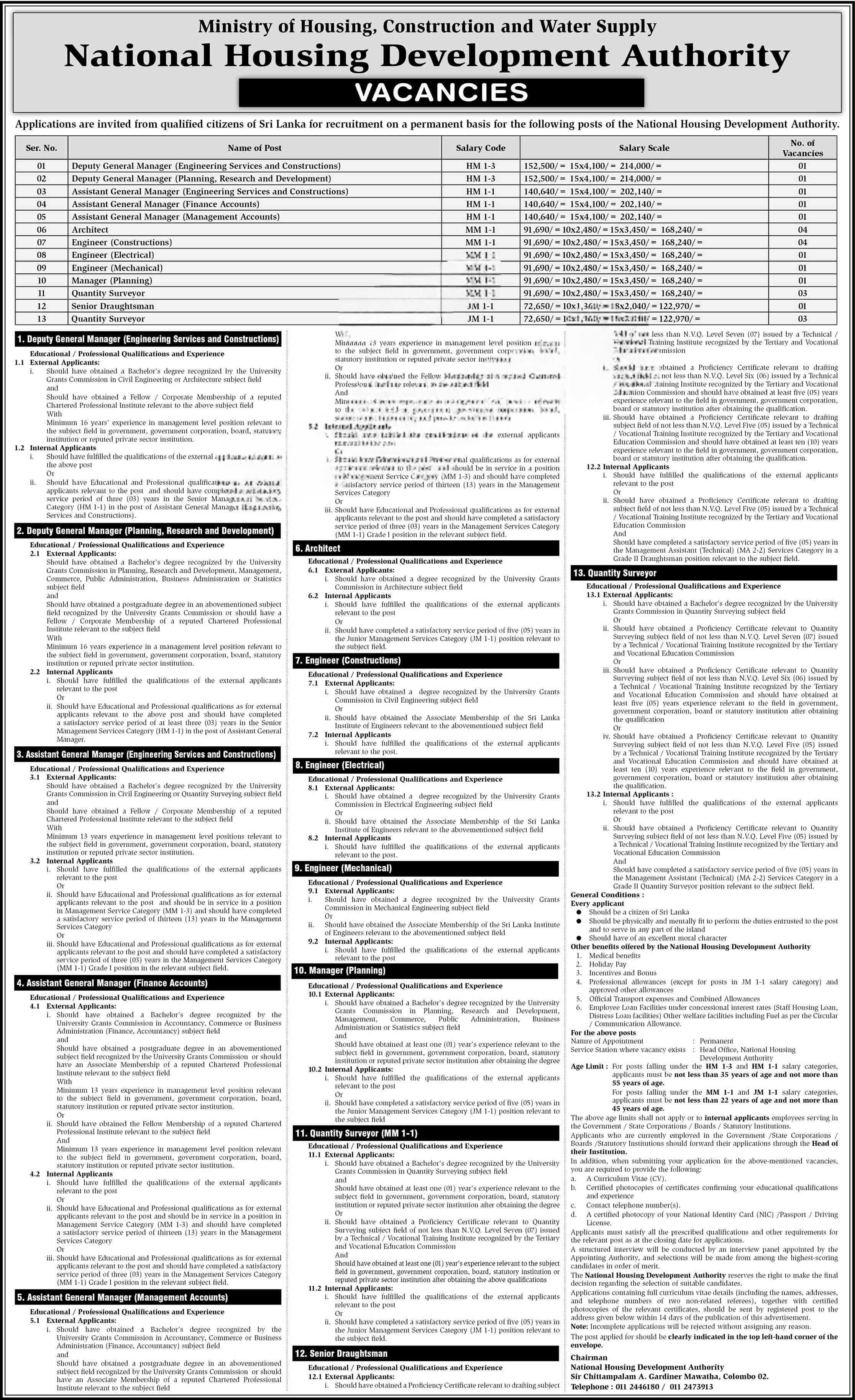 National Housing Development Authority NHDA Job Vacancies 2026