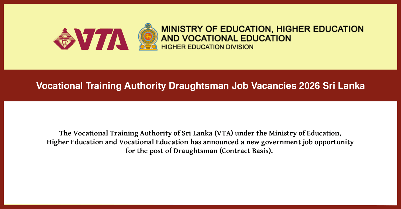 Vocational Training Authority Draughtsman Job Vacancies 2026 Sri Lanka
