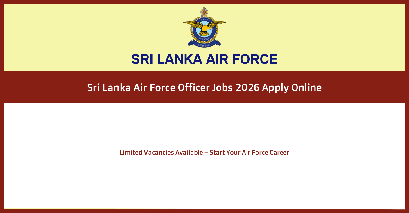 Sri Lanka Air Force Officer Jobs 2026 Apply Online