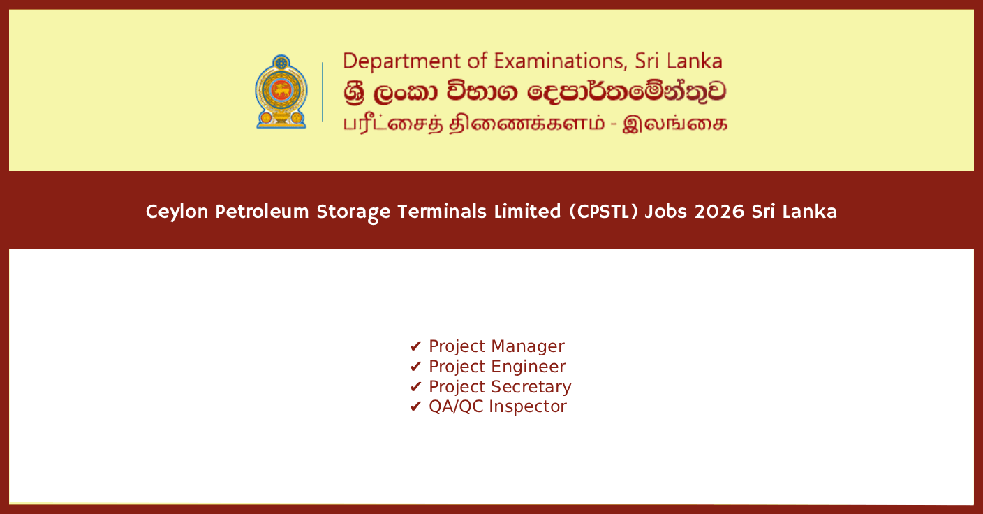 Ceylon Petroleum Storage Terminals Limited (CPSTL) Jobs 2026 Sri Lanka