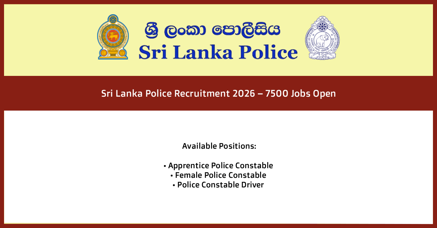 Sri Lanka Police Jobs 2026 – 7500 Apprentice Vacancies