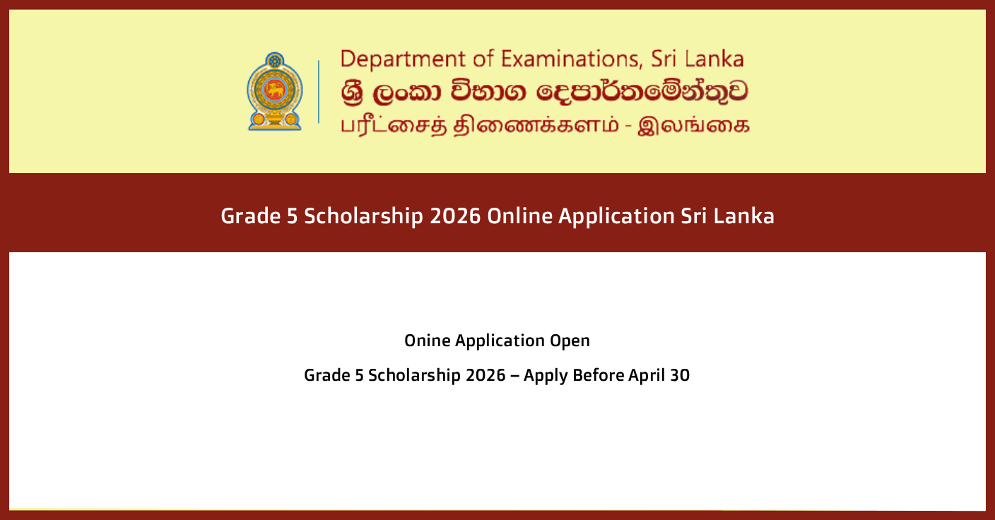 Grade 5 Scholarship Exam 2026 Sri Lanka – Online Application