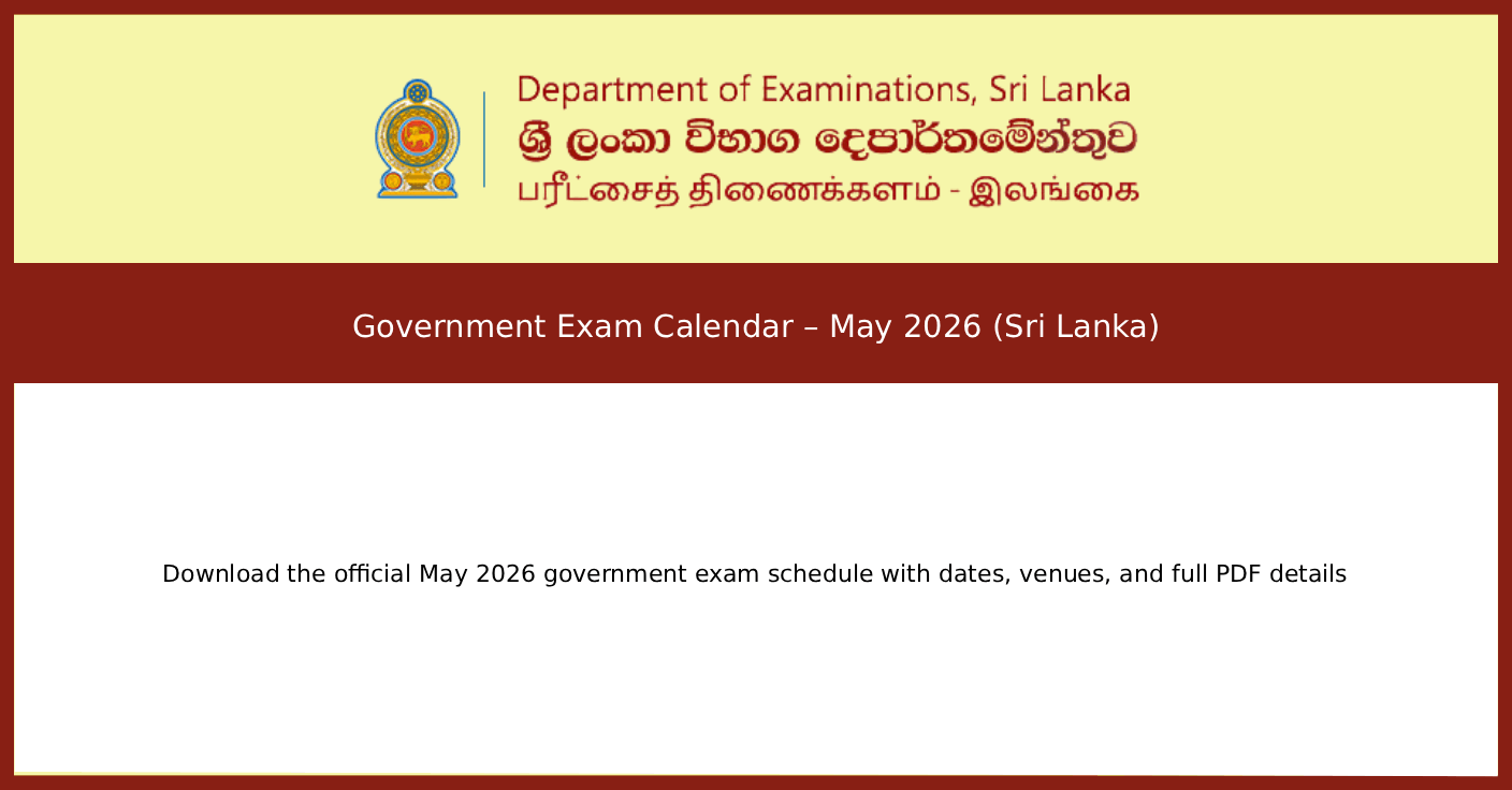 Government Exam Calendar – May 2026 (Sri Lanka)