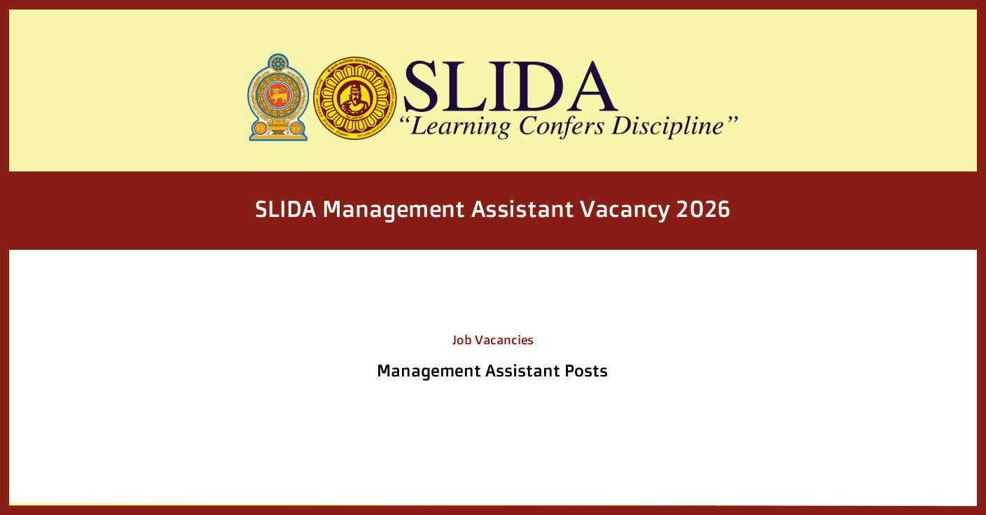 SLIDA Management Assistant Vacancy 2026 Sri Lanka