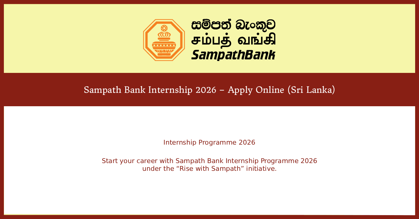 Sampath Bank Internship 2026 – Apply Online (Sri Lanka)