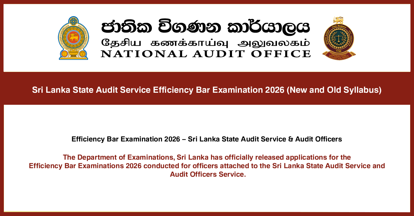 Sri Lanka State Audit Service Efficiency Bar Examination 2026 (New and Old Syllabus)
