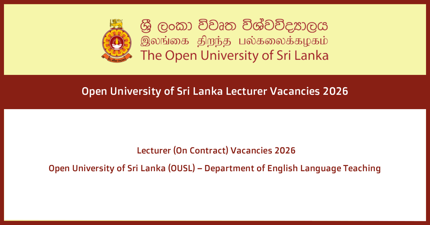 Open University of Sri Lanka Lecturer Vacancies 2026 – OUSL Recruitment Apply Now