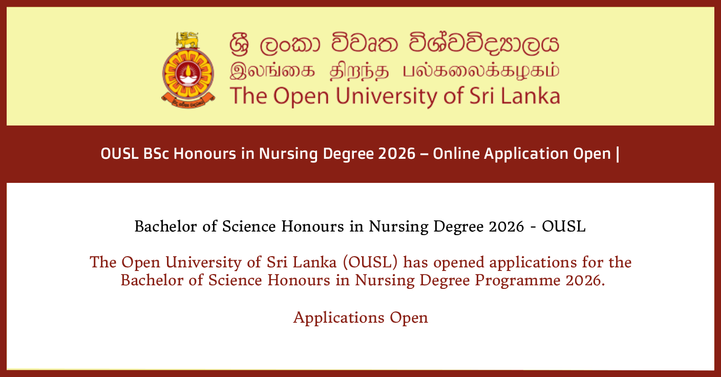 OUSL BSc Honours in Nursing Degree 2026 – Online Application Open