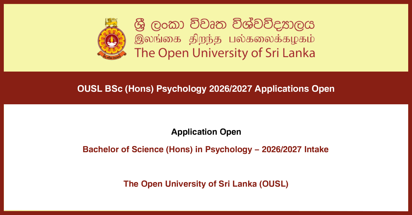 OUSL BSc (Hons) Psychology 2026/2027 Applications Open