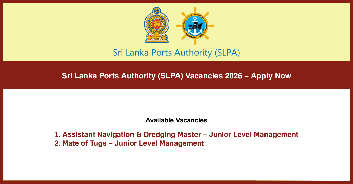 Sri Lanka Ports Authority (SLPA) Job Vacancies 2026 – Apply Now