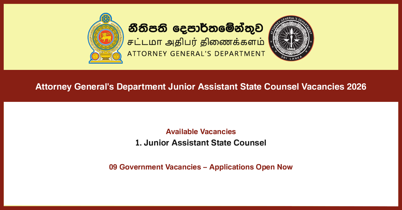 Attorney Generals Department Junior Assistant State Counsel Job Vacancies 2026