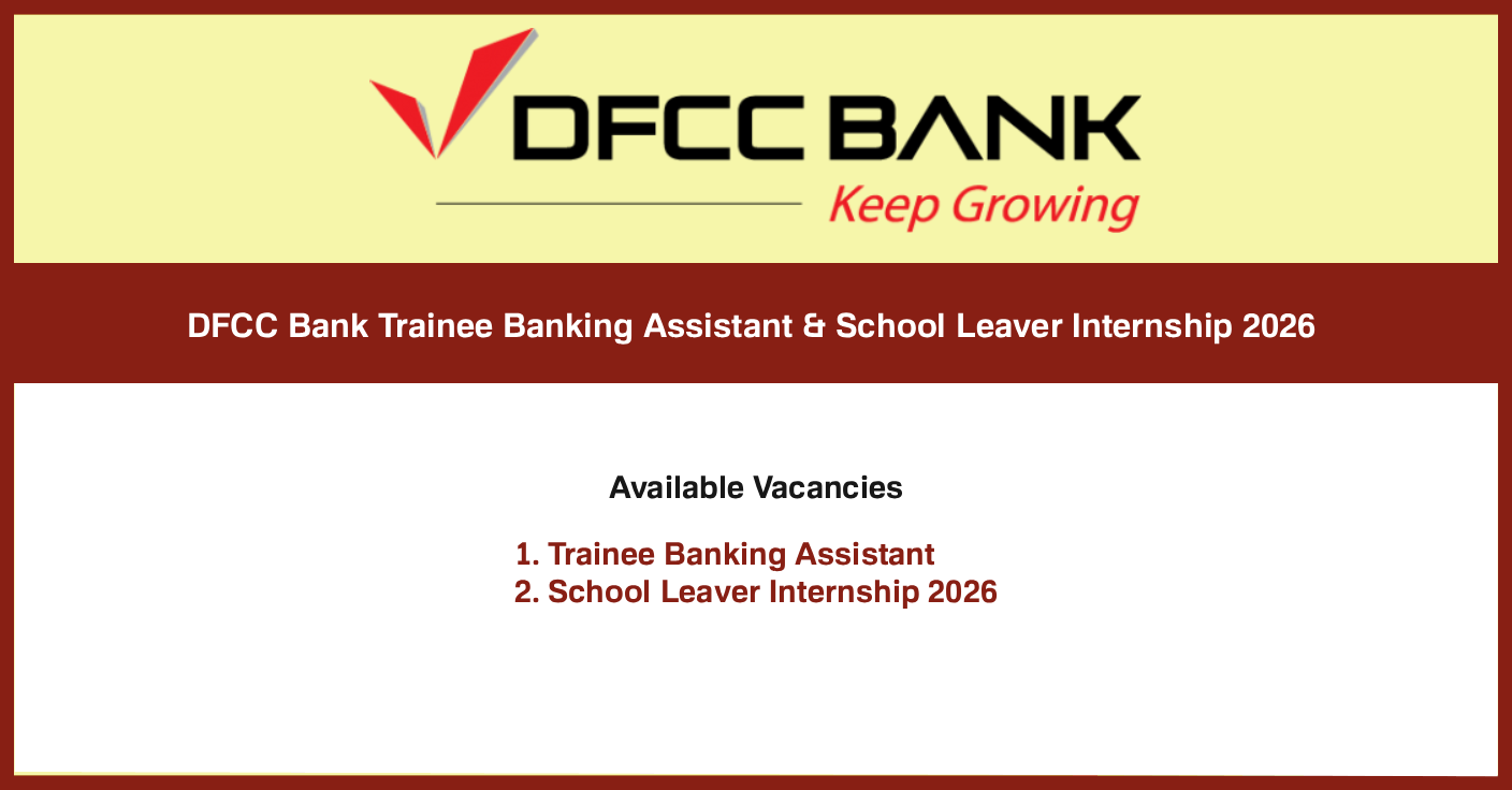 DFCC Bank Trainee Banking Assistant and Internship Job Vacancies 2026