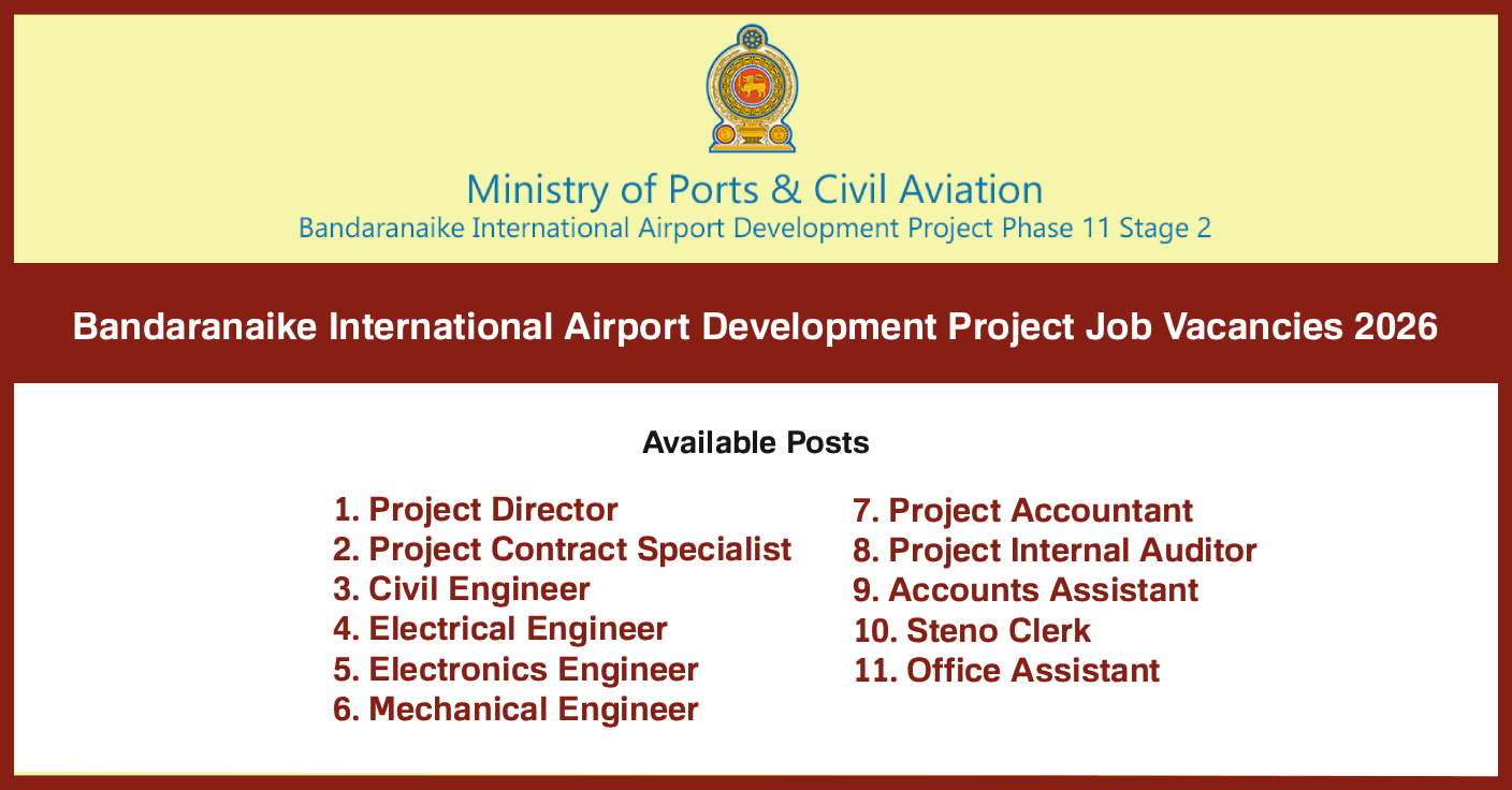 Bandaranaike International Airport Development Project Job Vacancies 2026
