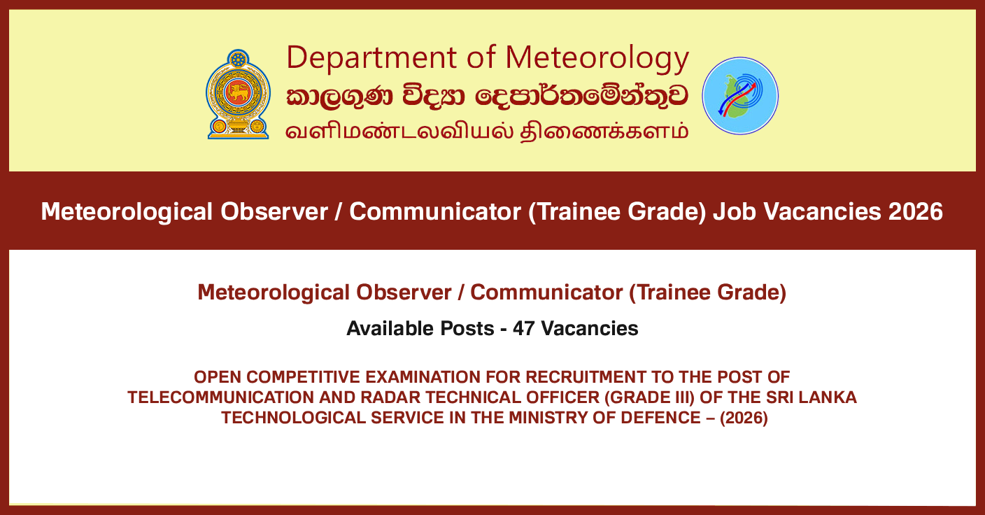 Meteorological Observer / Communicator (Trainee Grade) Job Vacancies 2026 – Open Competitive Examination