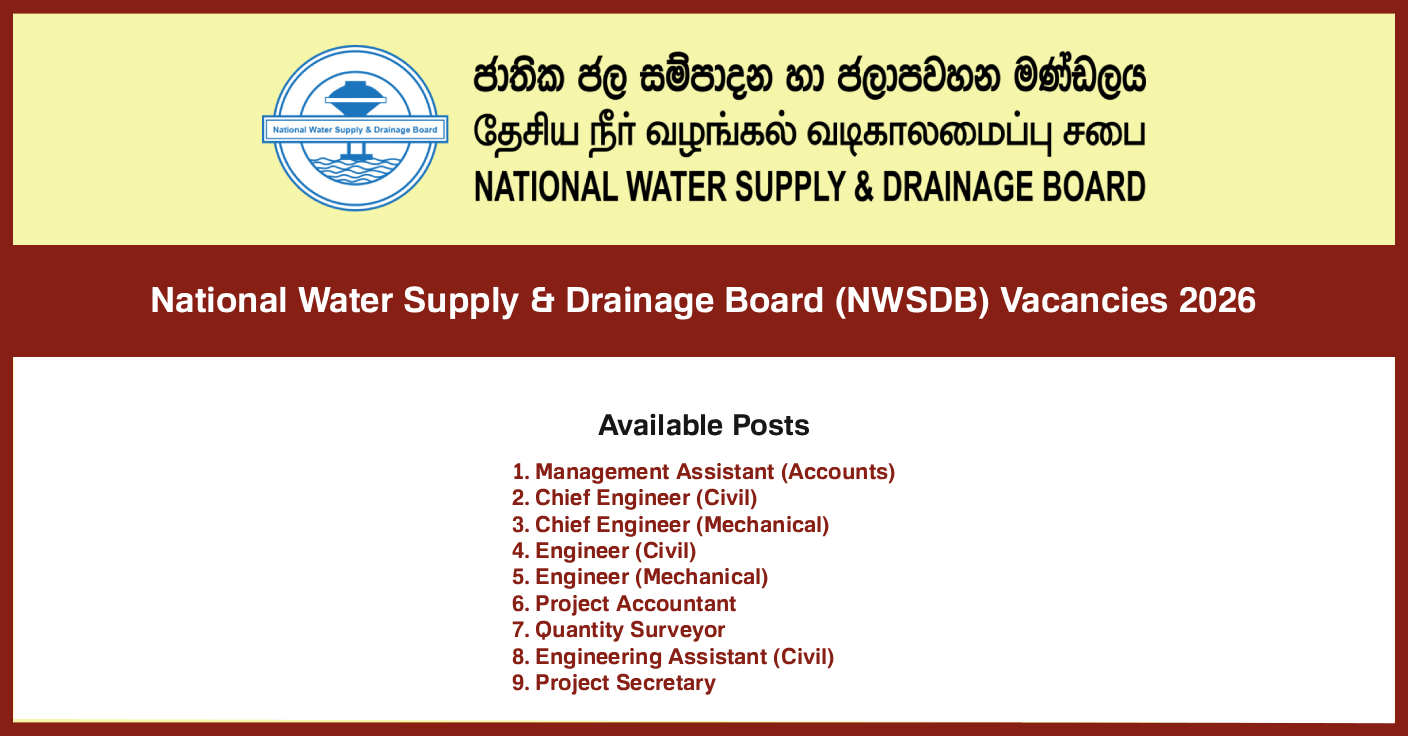 National Water Supply and Drainage Board (NWSDB) Jobs 2026