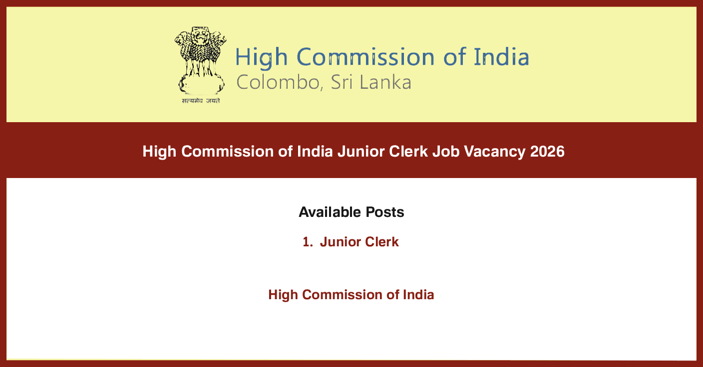 Junior Clerk - High Commission of India Job Vacancy 2026