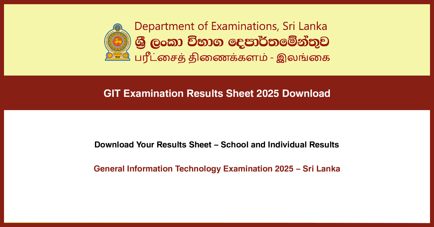 GIT Examination Results Sheet 2025 Download – School and Individual Results