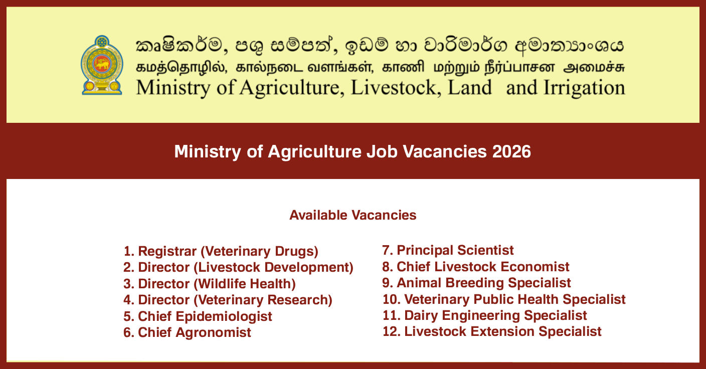 Ministry of Agriculture Director, Registrar, Principal Scientist and More Job Vacancies 2026