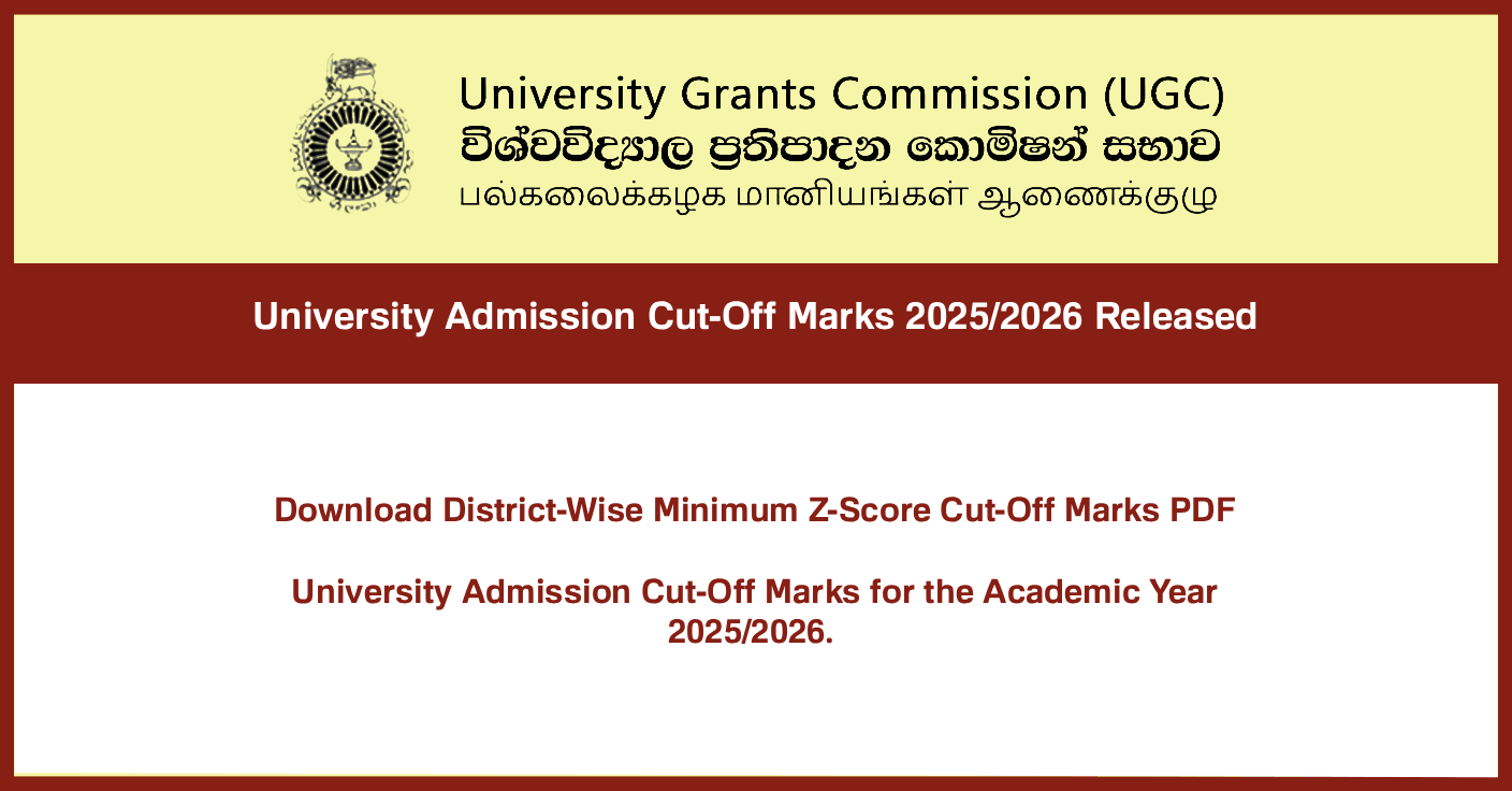 University Cut-Off Marks 2025/2026 Released – Z-Score PDF