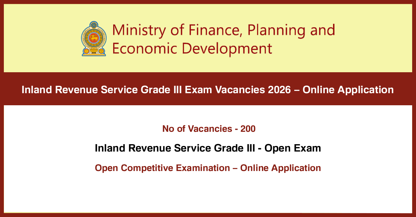 Inland Revenue Service Exam Job Vacancies 2026 – Online Application