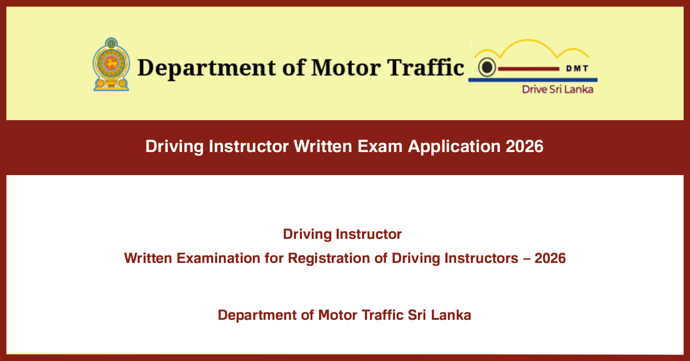 Driving Instructor Written Exam 2026 – Department of Motor Traffic Sri Lanka