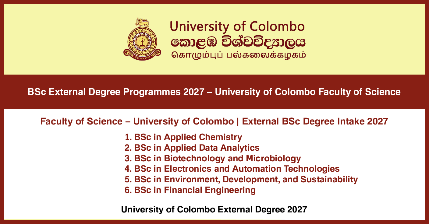 BSc External Degree Programmes 2027 – University of Colombo Faculty of Science