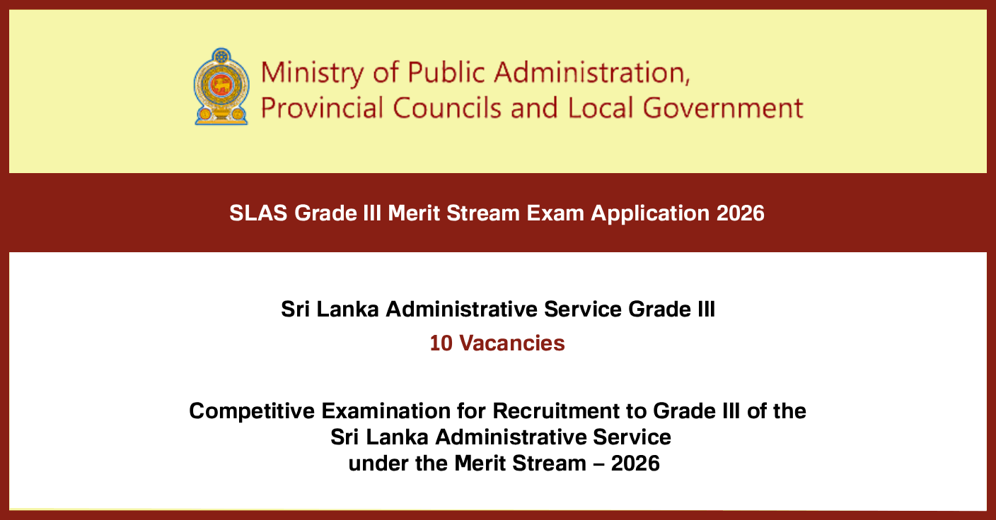 SLAS Grade III Merit Stream Exam Application 2026