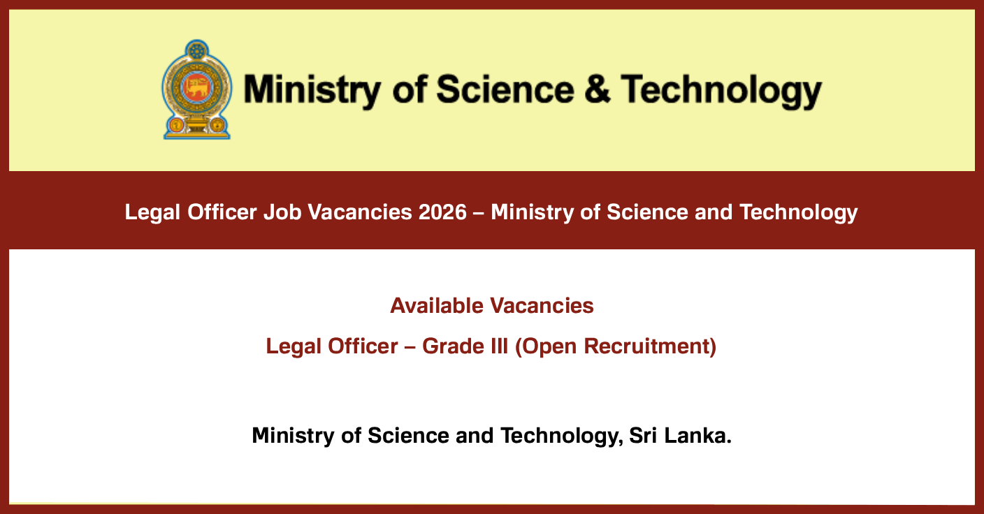 Legal Officer Job Vacancies 2026 – Ministry of Science and Technology