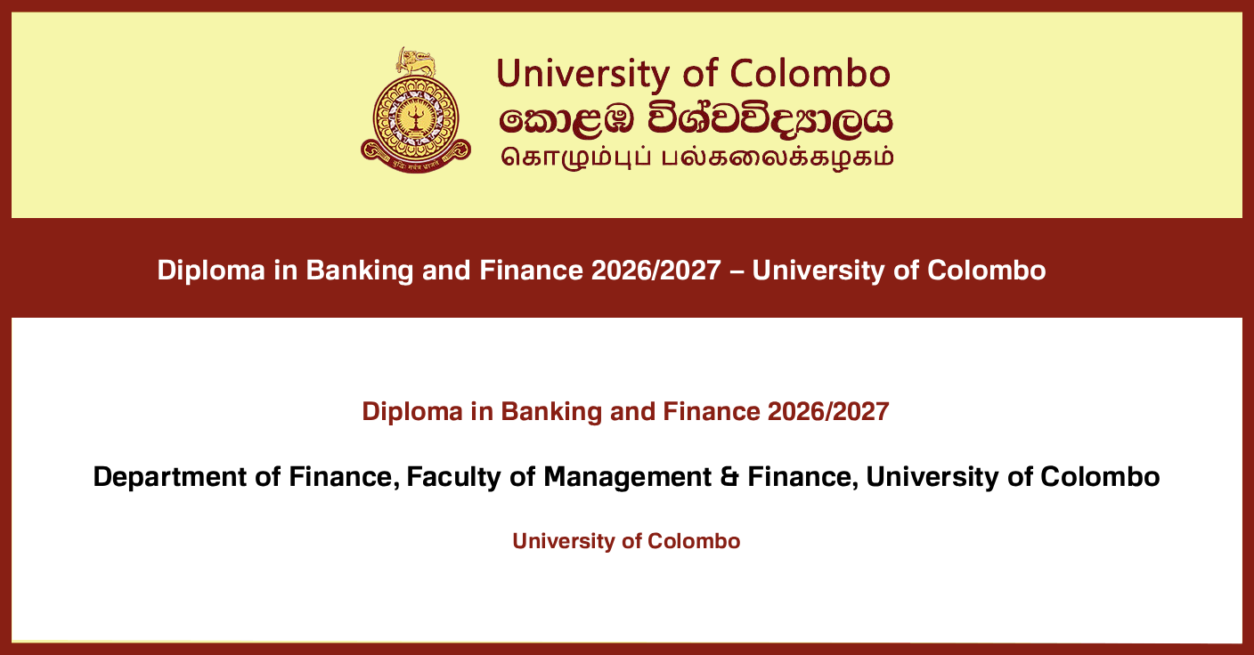 Diploma in Banking and Finance (DipBfin) 2026/2027 – University of Colombo