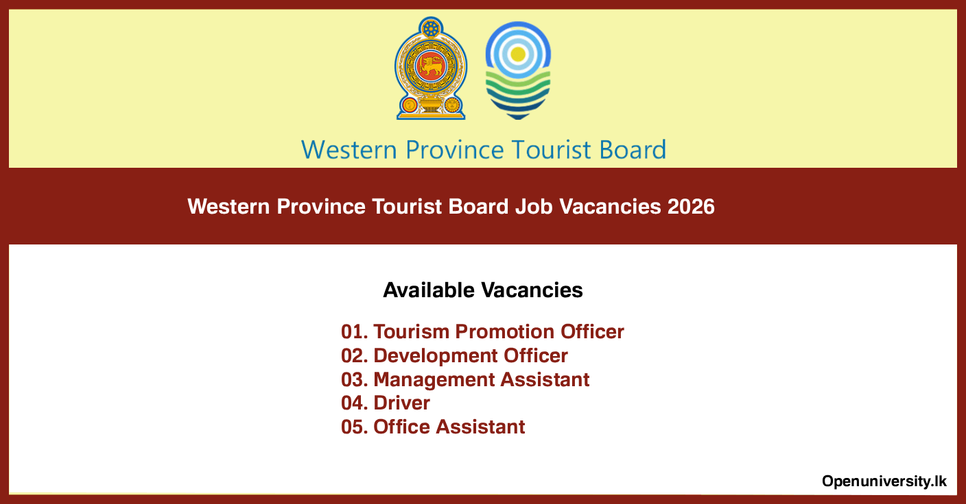 Western Province Tourist Board Job Vacancies 2026