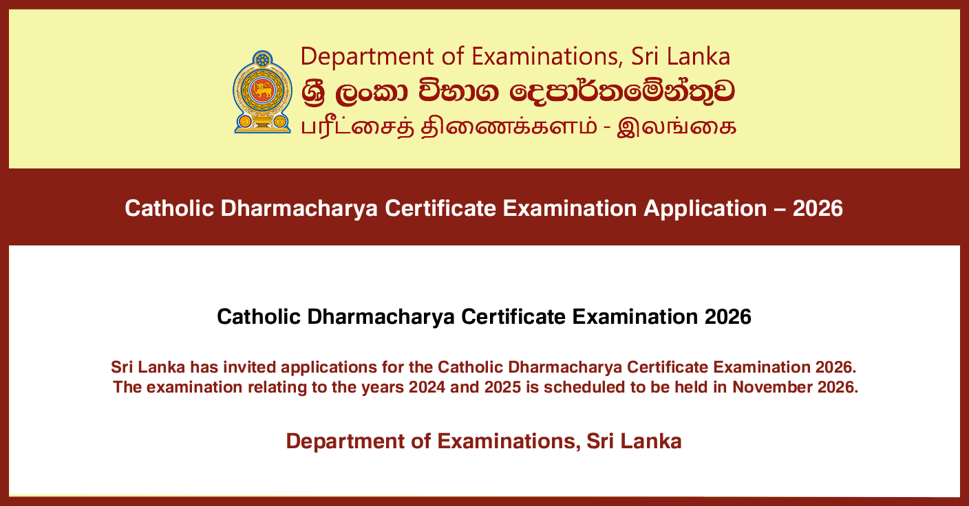 Catholic Dharmacharya Certificate Examination Application 2026