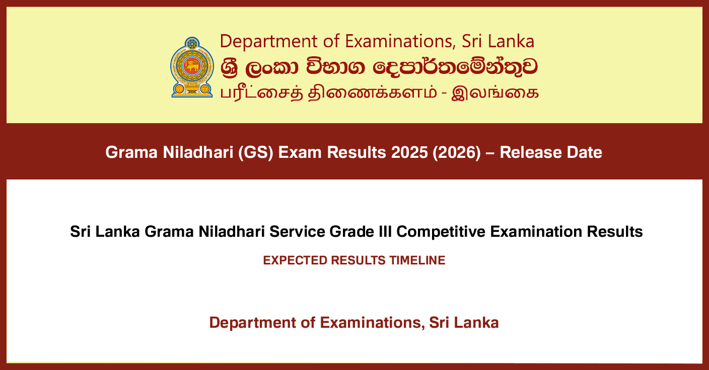 Grama Niladhari (GS) Exam Results 2025 (2026) – Release Date