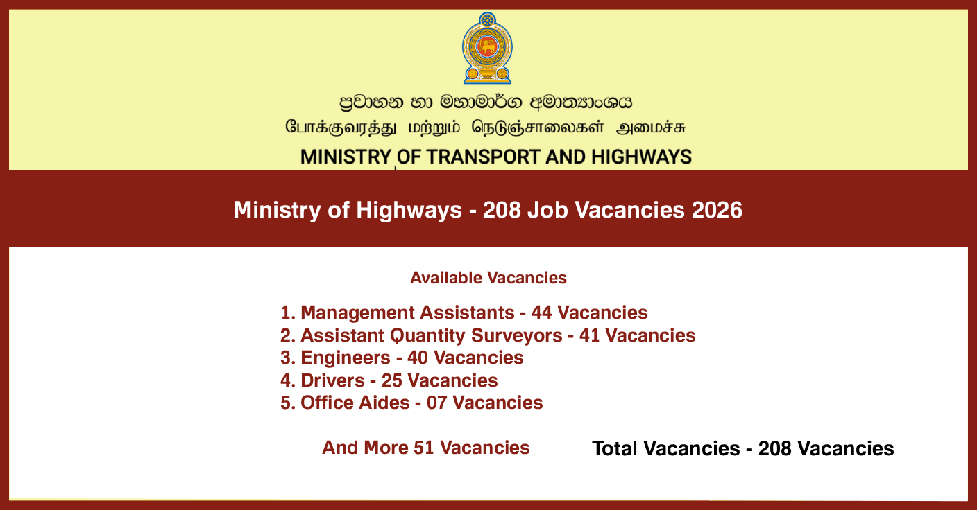Ministry of Highways - 208 Job Vacancies 2026