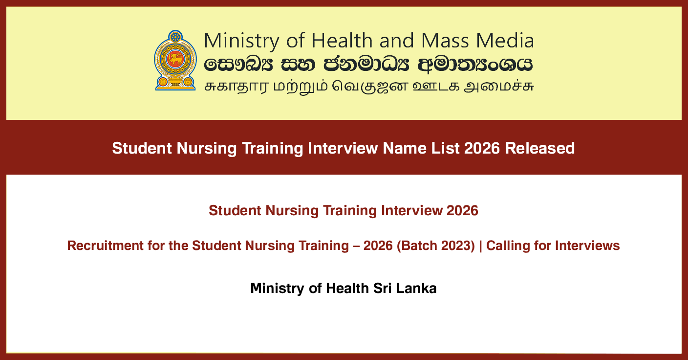 Student Nursing Training Interview Name List 2026 – Ministry of Health