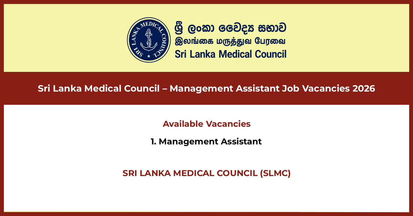 Sri Lanka Medical Council – Management Assistant Job Vacancies 2026