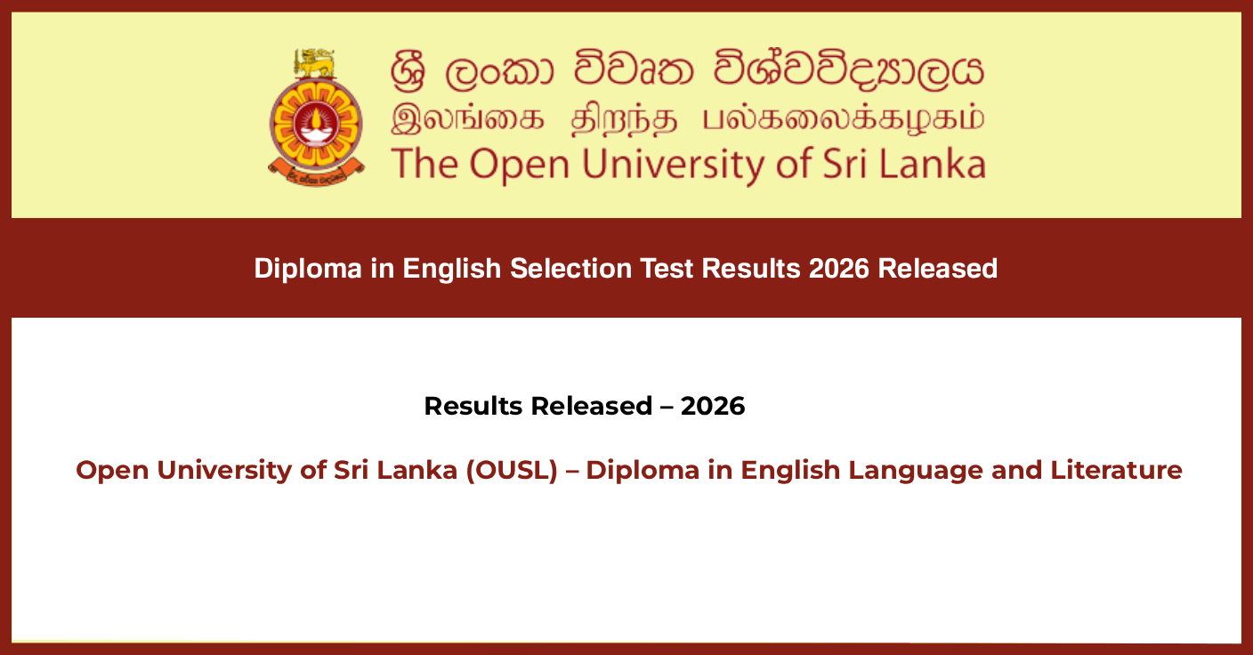 OUSL Diploma in English Selection Test Results 2026 Released