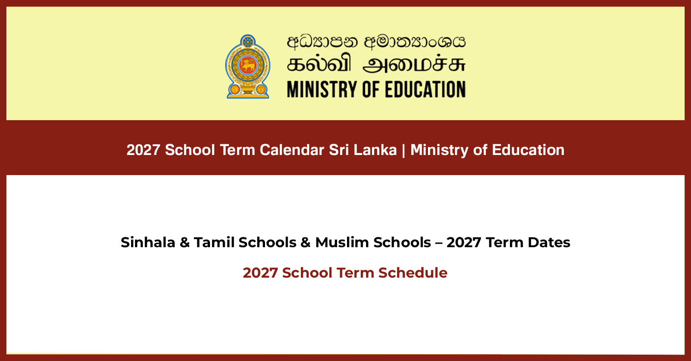 2027 School Term Calendar Sri Lanka | Ministry of Education
