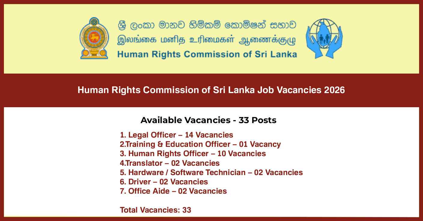 Human Rights Commission of Sri Lanka Job Vacancies 2026